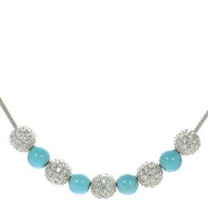 Joseph Esposito Solid 925 Sterling Silver Turquoise & Pave Necklace